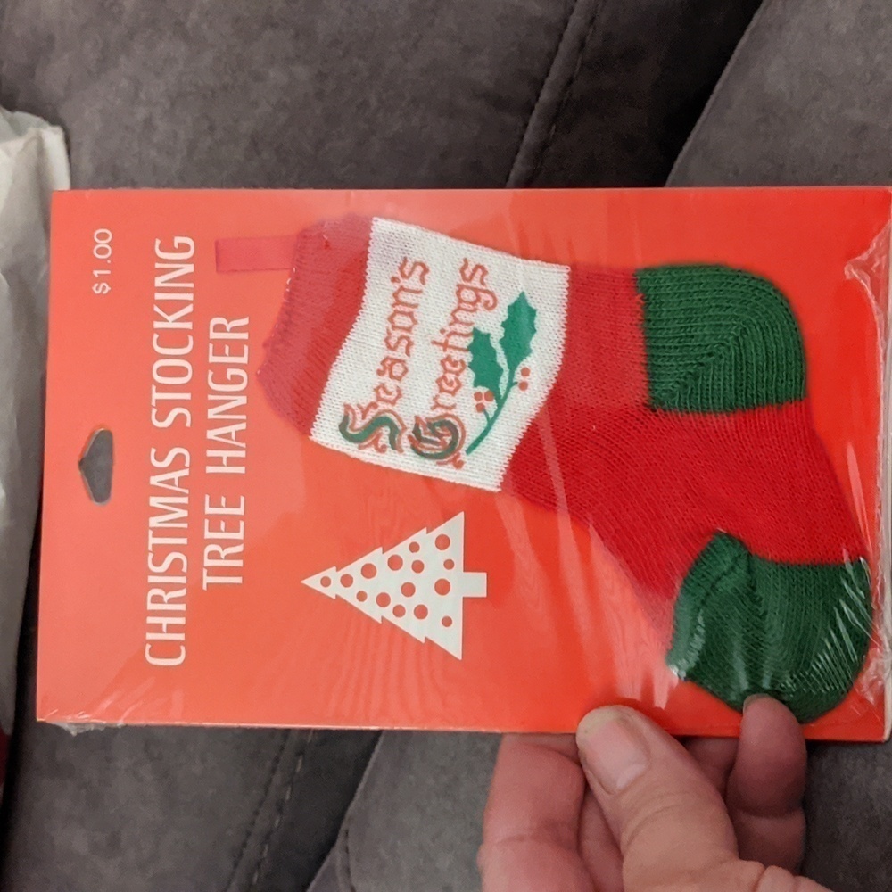Vintage Hallmark Christmas Stocking Ornament Mini Sock Decor NOS Kitschy